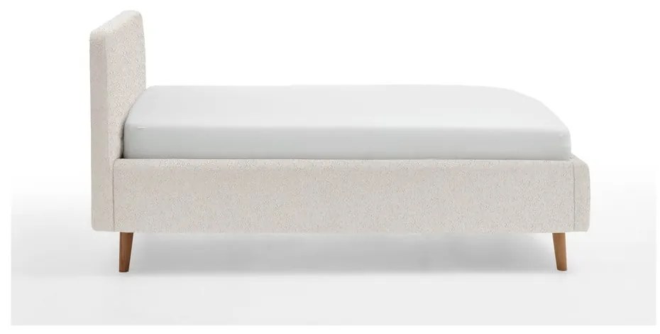 Białe tapicerowane łóżko dwuosobowe ze schowkiem ze stelażem 140x200 cm Mattis – Meise Möbel
