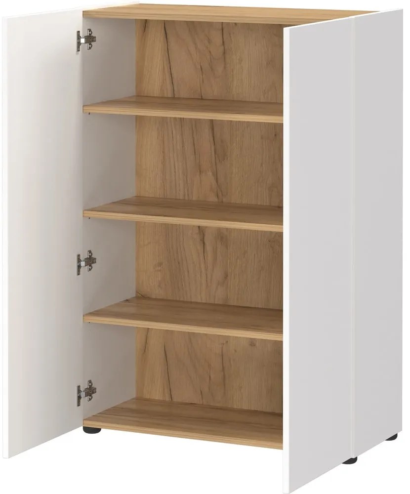 Biała szafka w dekorze dębu 74x105x33 cm Alviano – Germania