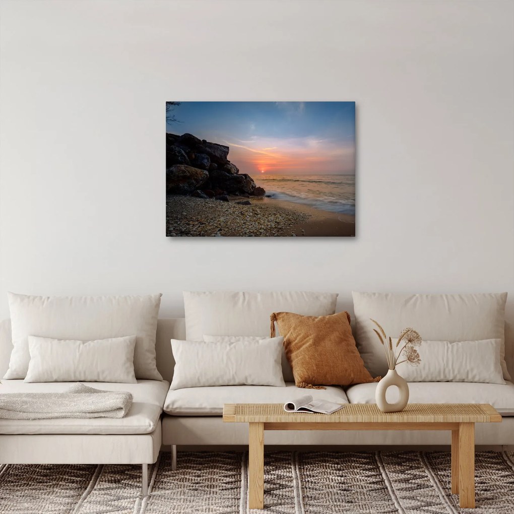 Obraz zachodu słońca na plaży (70x50 cm)