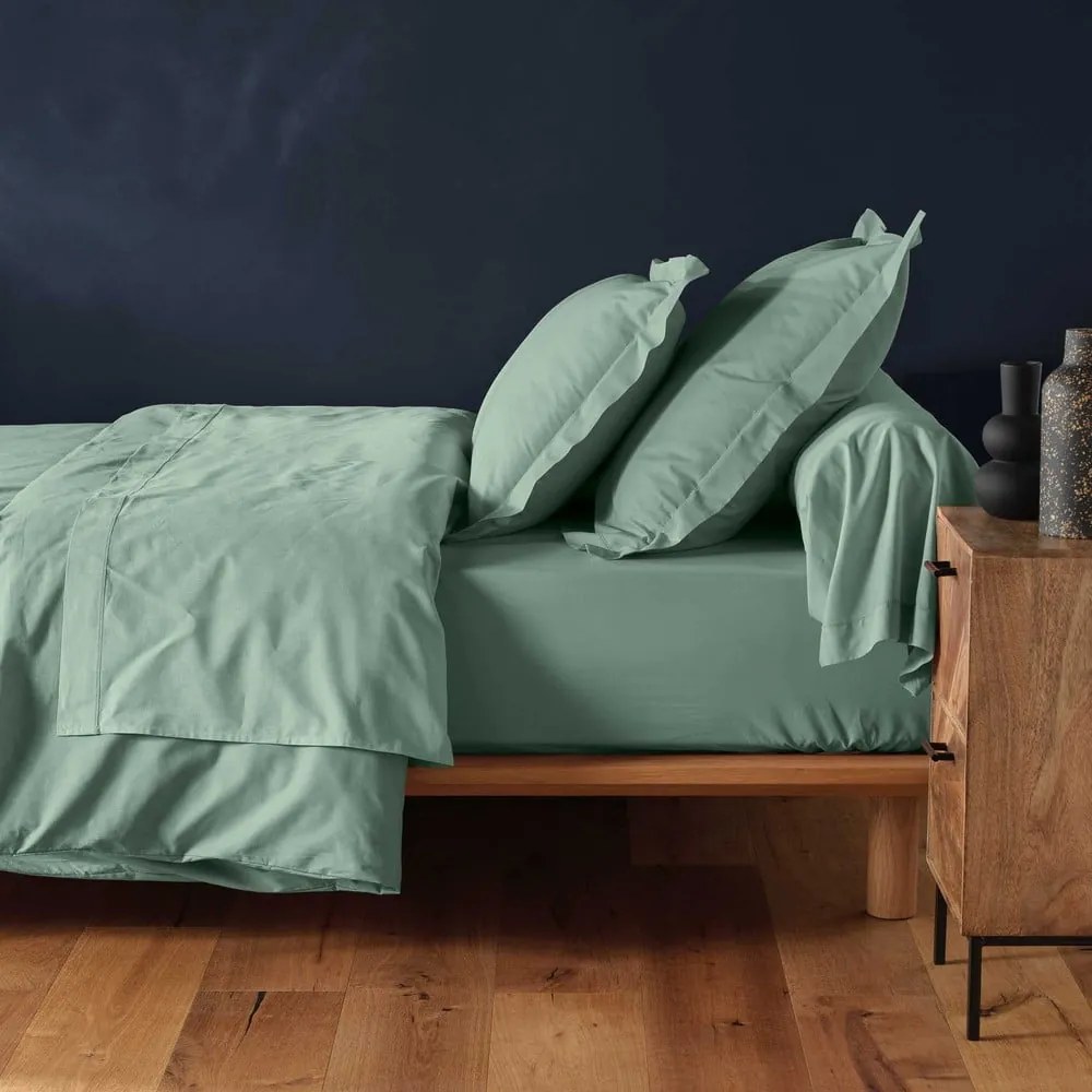 Zielone bawełniane prześcieradło z gumką 90x190 cm Lina – douceur d'intérieur
