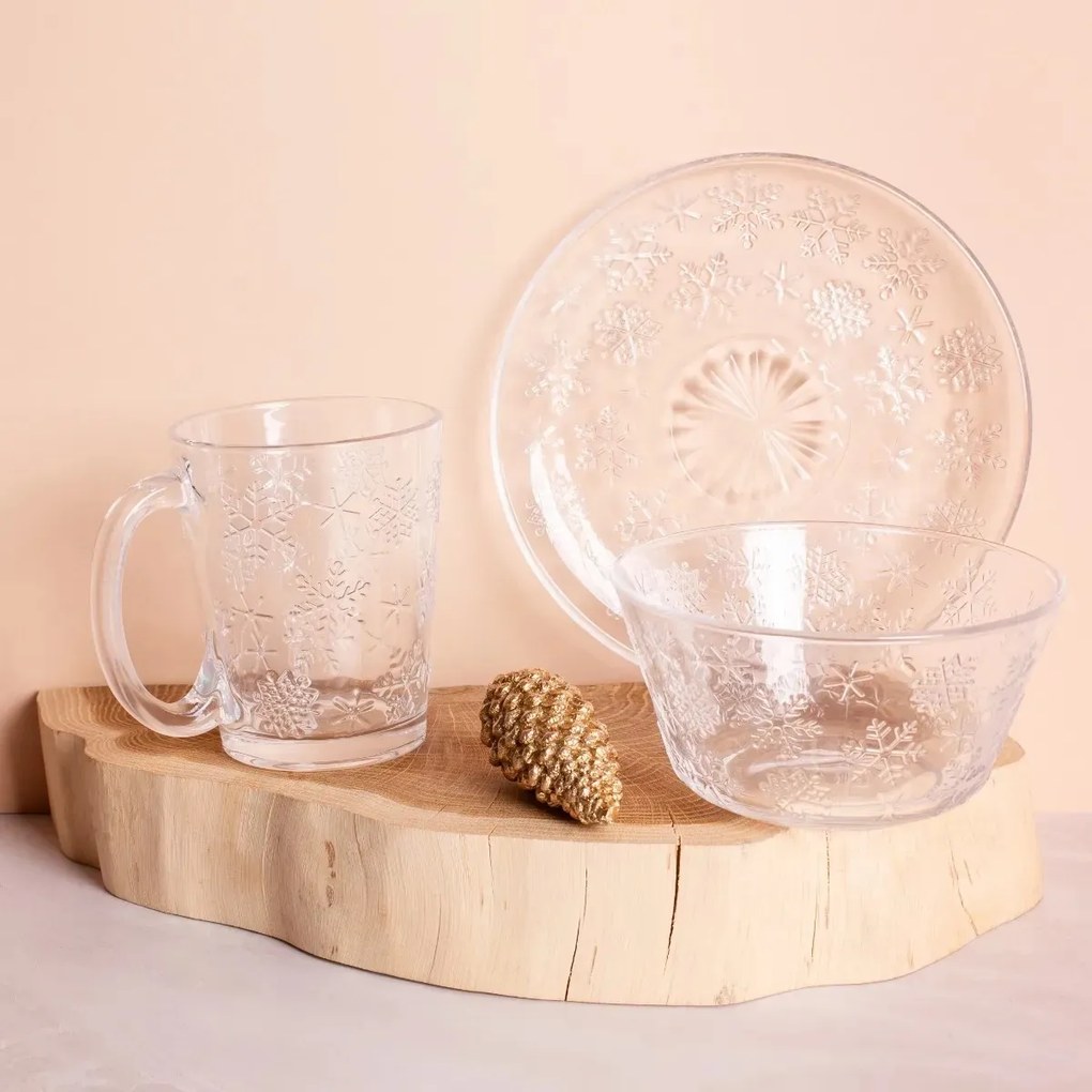 Altom Szklany talerz deserowy Snowflakes 17,5 cm