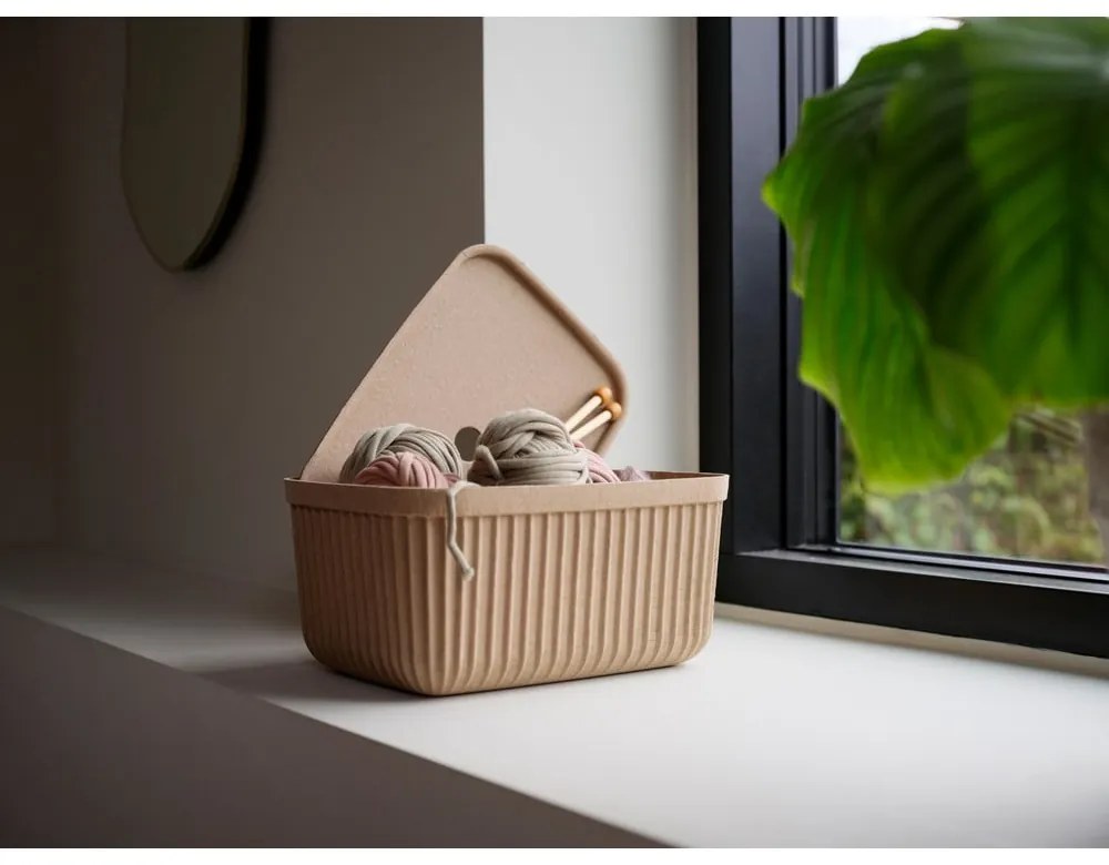 Jasnobrązowe pojemniki zestaw 2 szt. z pokrywką 32x23x20,5 cm Pulp – Zone