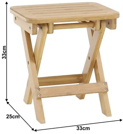 Składany stolik bambusowy Denice,33 x 25 x 33 cm