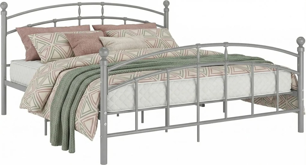 Szare metalowe łóżko w stylu vintage 200x200 cm R6-G49