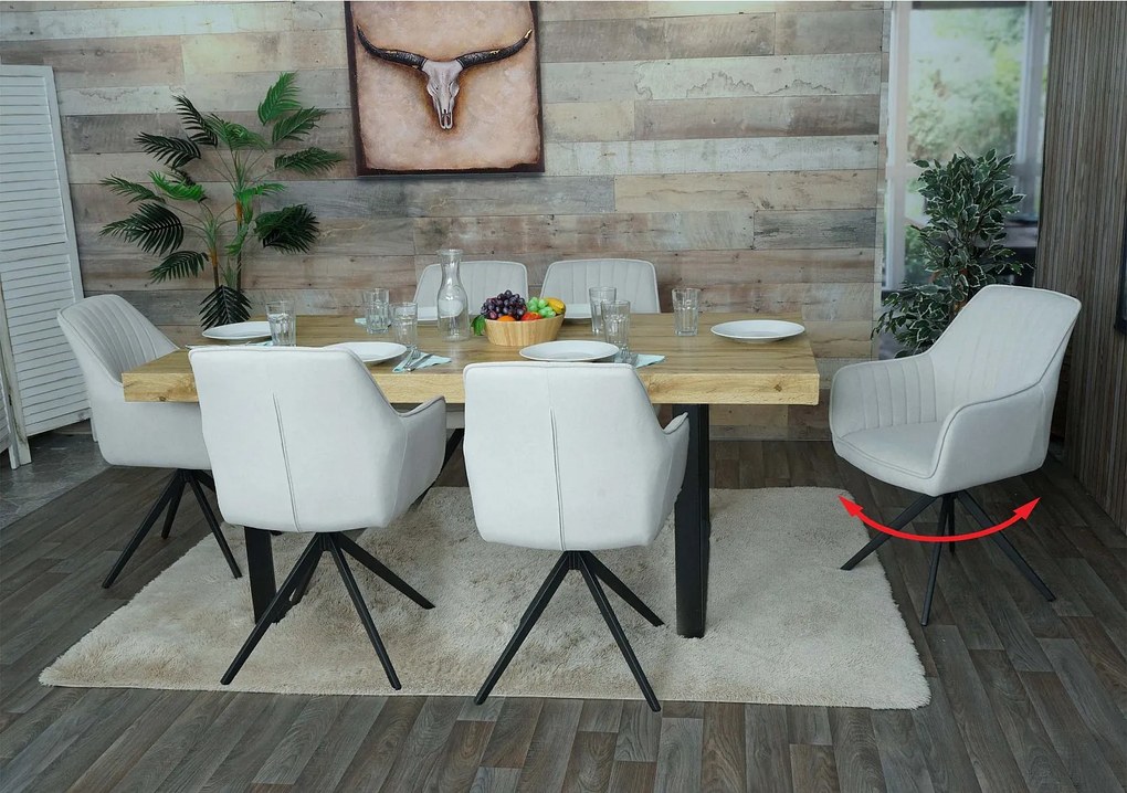 Krzesło do jadalni MCW-L79 (zestaw 6 sztuk),  kremowo-beżowy