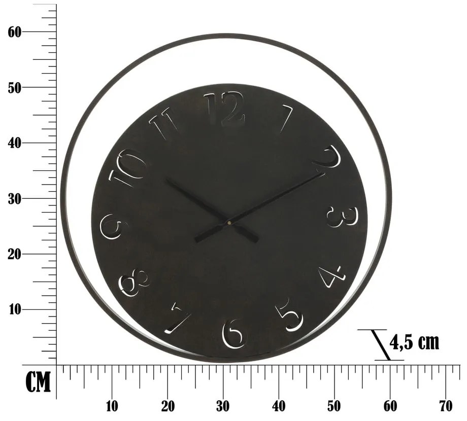 Czarny zegar ścienny Mauro Ferretti Circle, ⌀ 60 cm