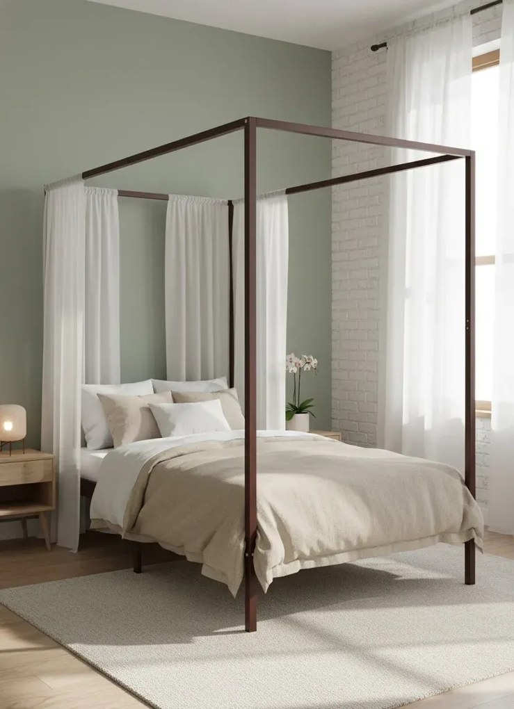 Ciemnobrązowe minimalistyczne łóżko 120x200cm F9-B47