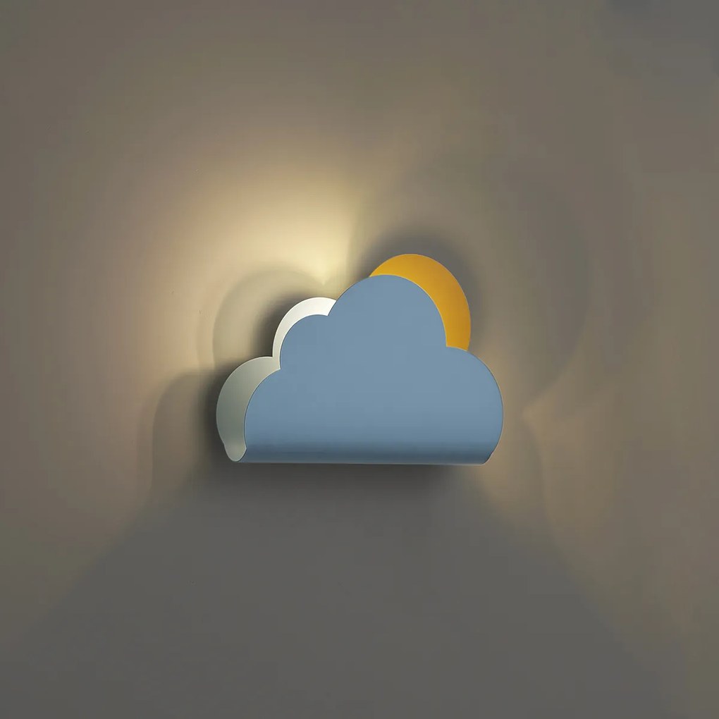 Dziecięca lampa ścienna niebieska chmurka ze słońcem - Cloudy
