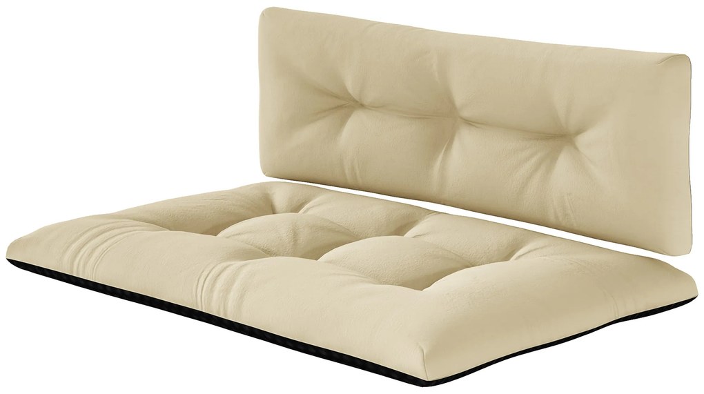 Outsunny Zestaw 2 Poduszek Paletowych 120 x 77 x 10 cm Beżowe z Pikowanym Designem i Tylną Opieraczką