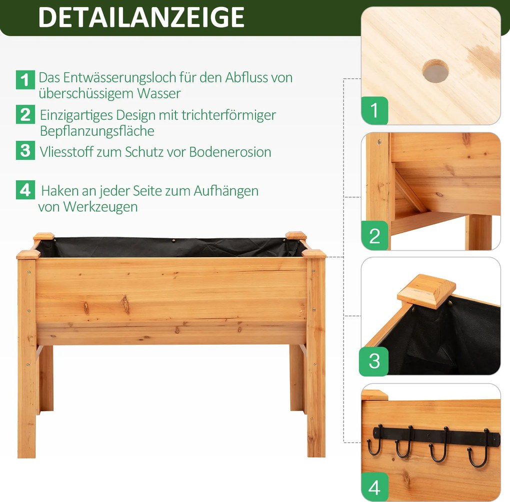 Podwyższona grządka Outsunny 124 cm x 60 cm x 81 cm