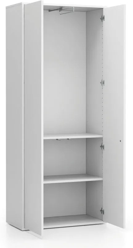 Szafa ubraniowa biurowa LAYERS wysuwana, 800 x 400 x 1905 mm, biała