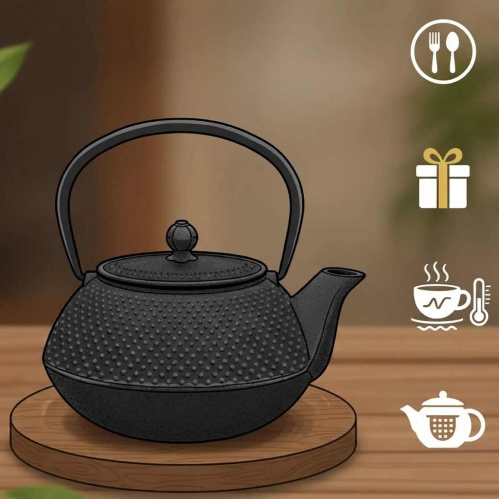 Czajnik żeliwny z zaparzaczem YUKI, 1000 ml