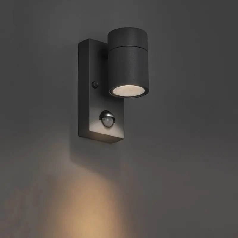 Zewnetrzna Lampa ścienna zewnętrzna antracytowa IP44 z czujnikiem ruchu - Solo Nowoczesny Oswietlenie zewnetrzne