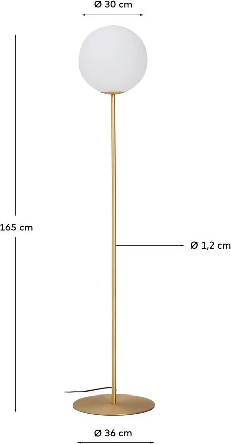 Lampa stojąca w biało-złotym kolorze ze szklanym kloszem (wysokość 165 cm) Brisia – Kave Home
