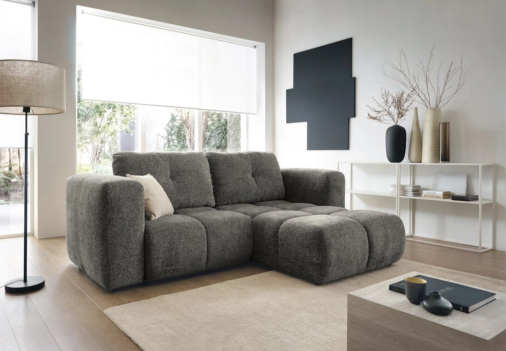 Masseno Narożnik ARTE z funkcją spania i pojemnikiem na pościel Narozniki L, Rozkładana sofa - Szary, BELLO 20