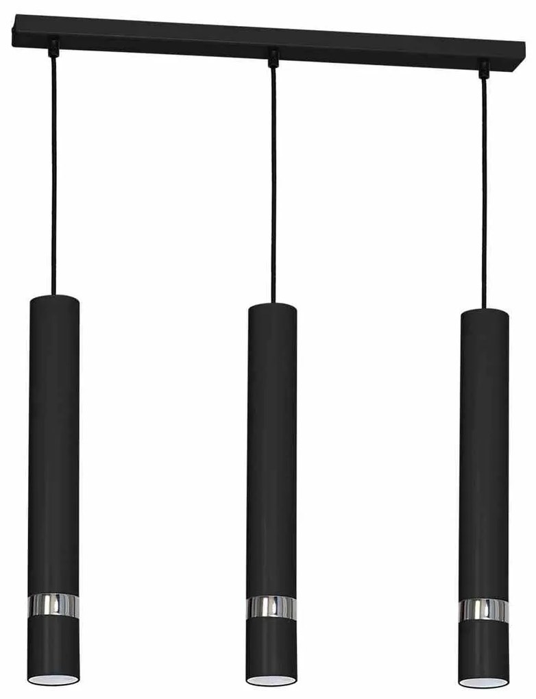 Lampa wisząca JOKER BLACK/CHROME 3xGU10, na listwie