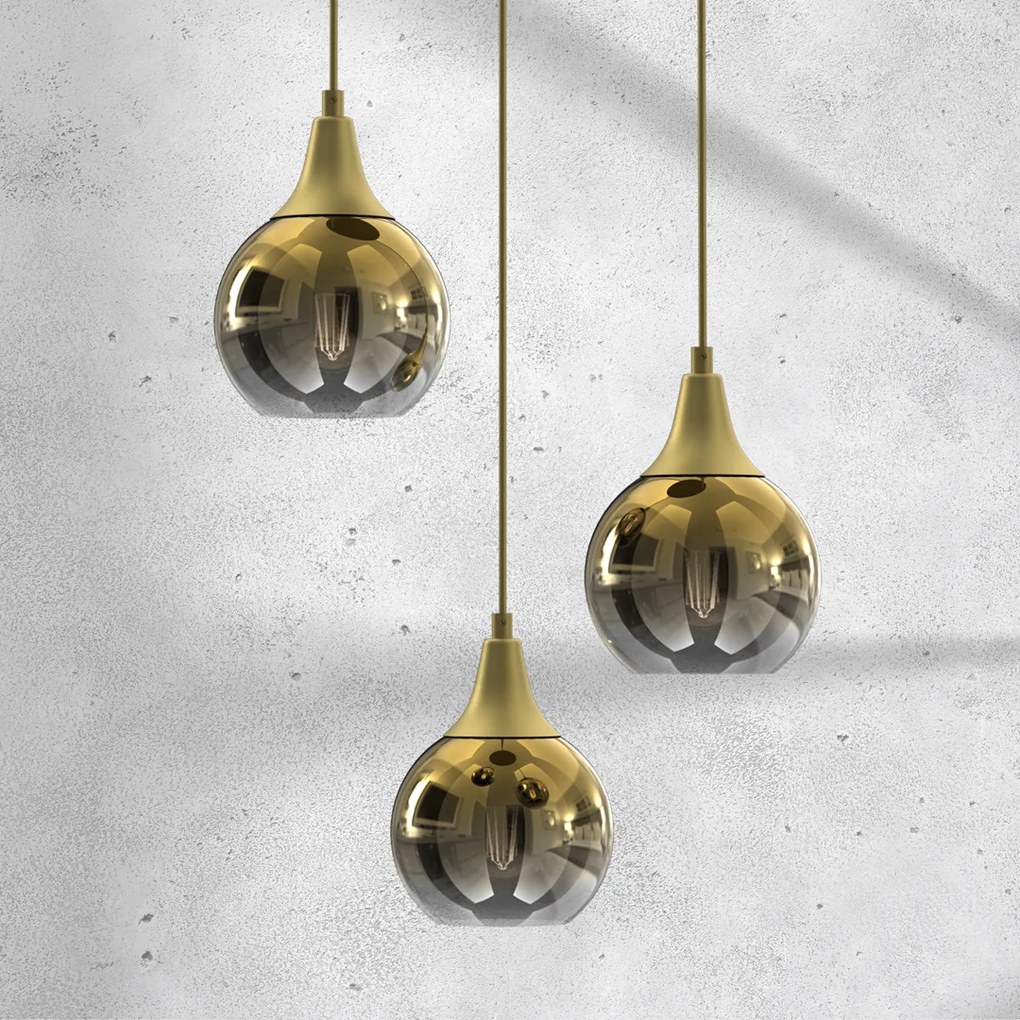 Lampa wisząca MONTE GOLD 3xE27, potrójna, na kole 3 kule, złote