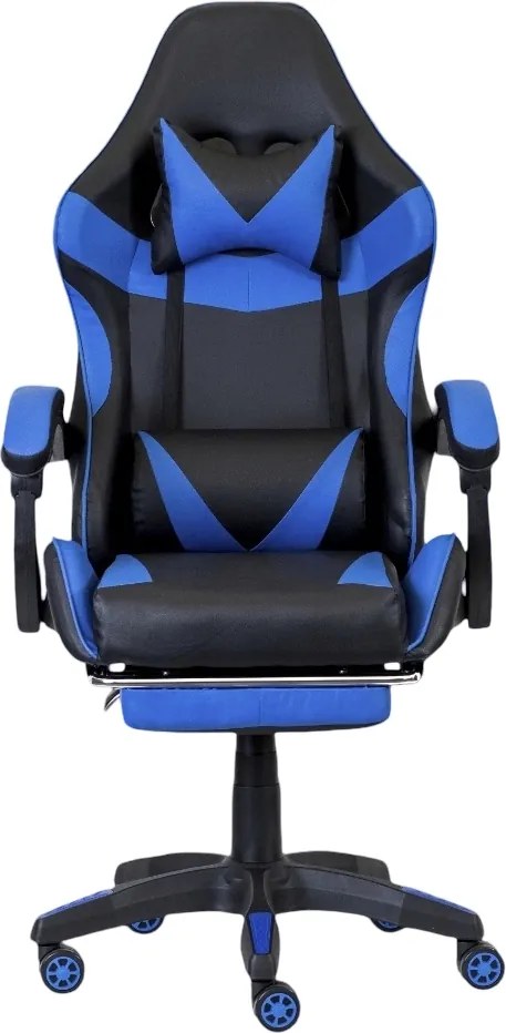 Fotel gamingowy z podnóżkiem Raxor, kolor czarno-niebieski