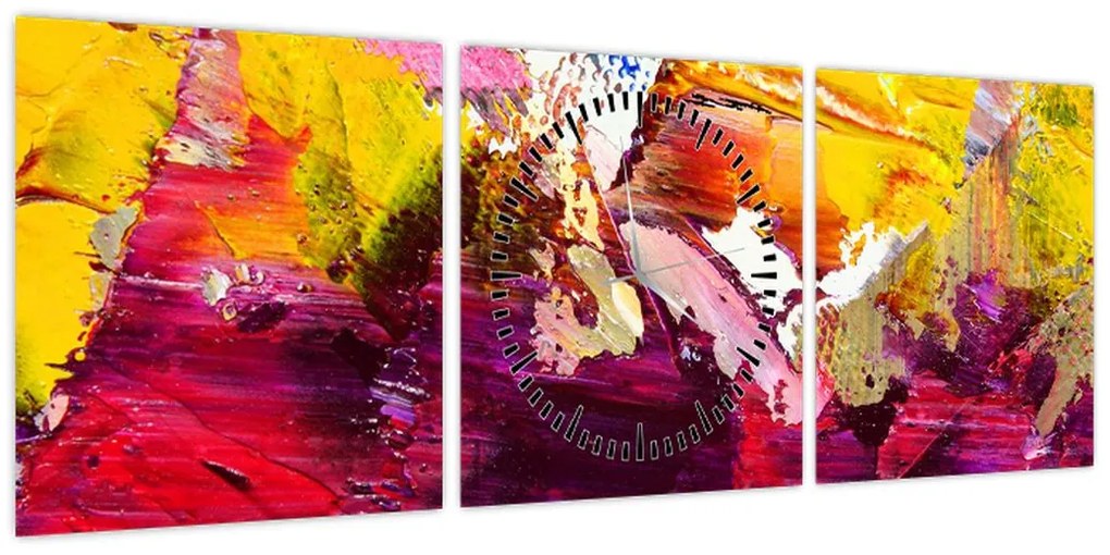 Obraz abstrakcji - malarstwo (z zegarem) (90x30 cm)
