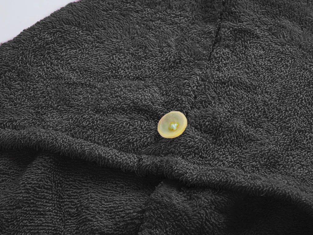 Szybkoschnący turban do włosów frotte ciemnoszary, 100% bawełna