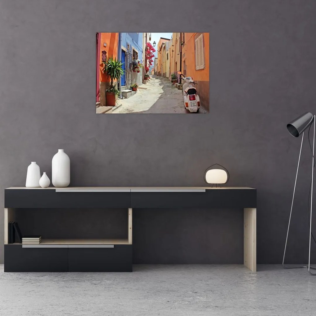 Obraz na szkle ulicy Sardynii (70x50 cm)