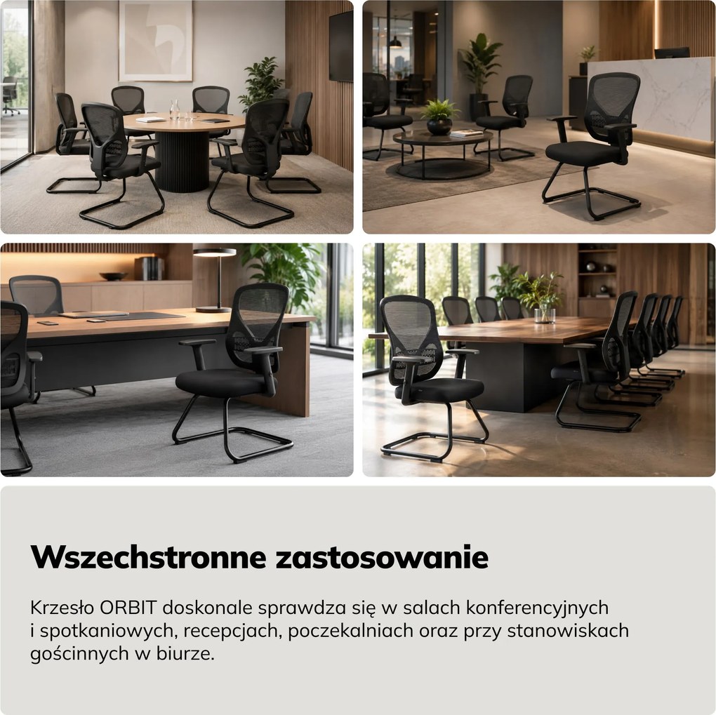 Krzesło biurowe konferencyjne czarne: ORBIT