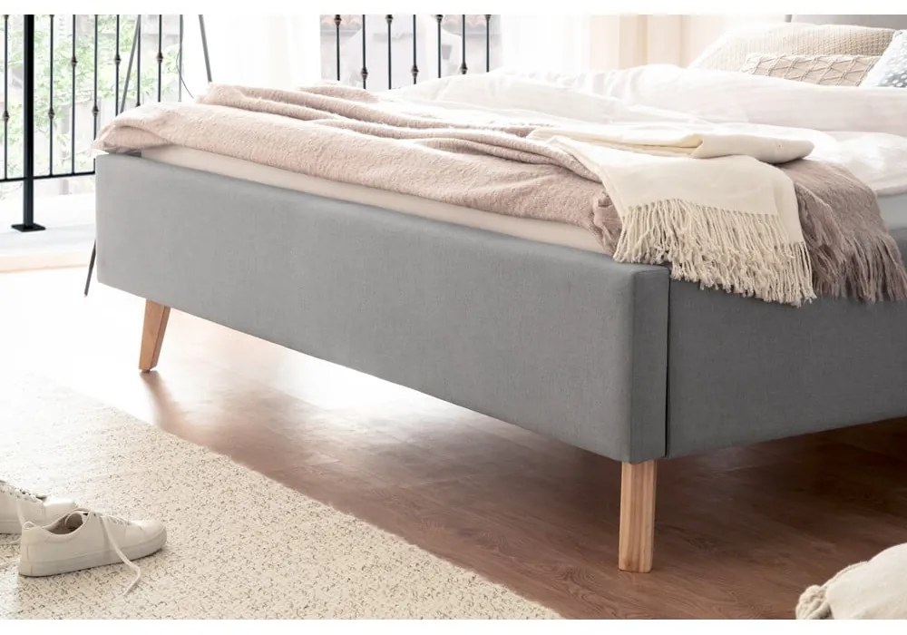 Jasnoszare tapicerowane łóżko dwuosobowe bez stelaża 160x200 cm Frieda – Meise Möbel