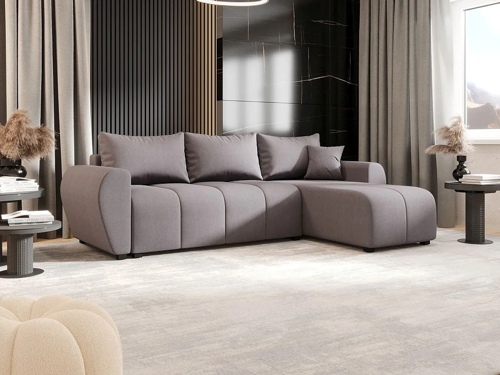 BEDANTE narożnik MOLISA L Cosmic 160 prawa szary z funkcją spania sofa w kształcie litery L z pojemnikiem na pościel