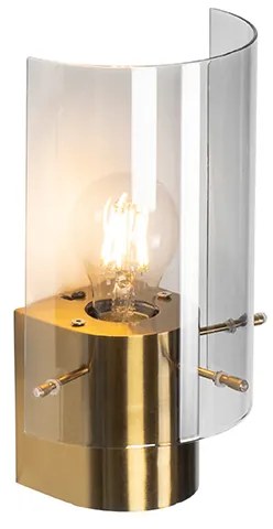 Vintage Lampa ścienna mosiądz z dymionym szkłem - Vidra Nowoczesny Oswietlenie wewnetrzne