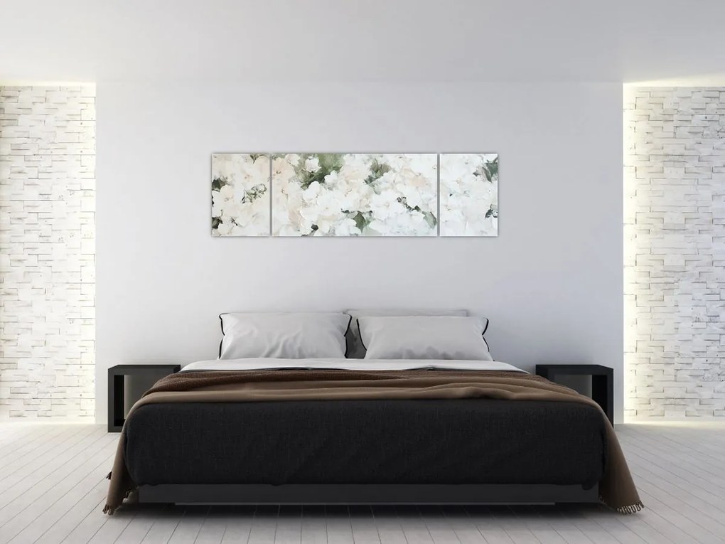 Obraz - Abstrakcja białych kwiatów (170x50 cm)