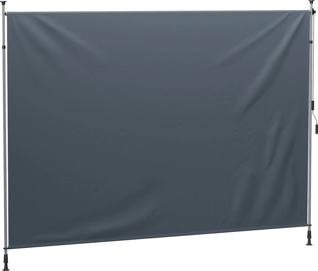 Outsunny Markiza balkonowa z ręczną korbką regulowana wysokość bez wiercenia 350 cm szerokości Ciemnoszary