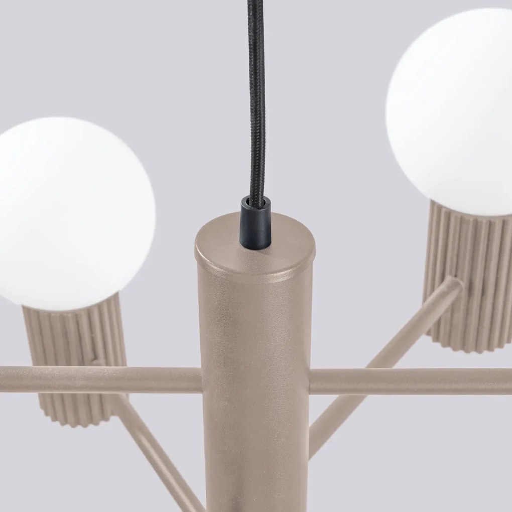 Żyrandol HALO 6 taupe ryflowany  SOLLUX  LIGHTING