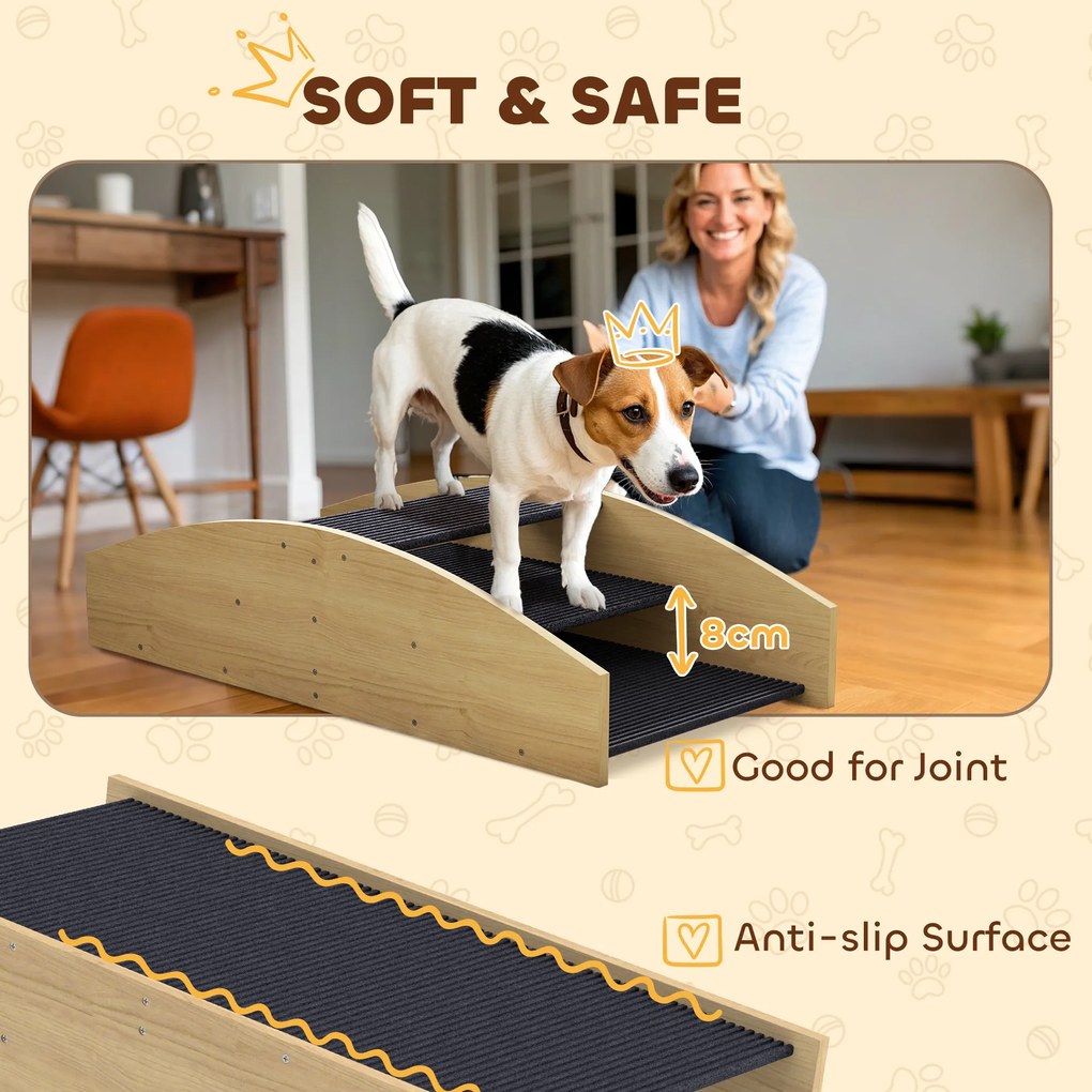 PawHut Huśtawka Agility dla Psów, 2 w 1 Huśtawka i Schody, Antypoślizgowa, Drewno Jodłowe, 80 x 39,5 cm
