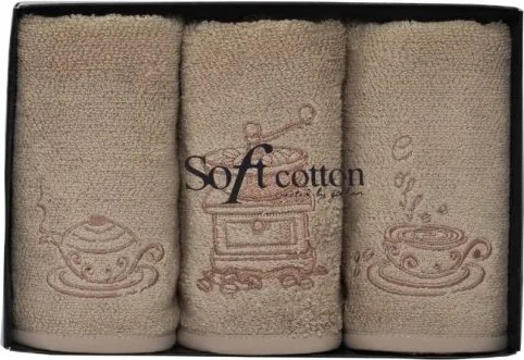 Ręczniki kuchenne COFFEE, 3 szt Śmietankowy