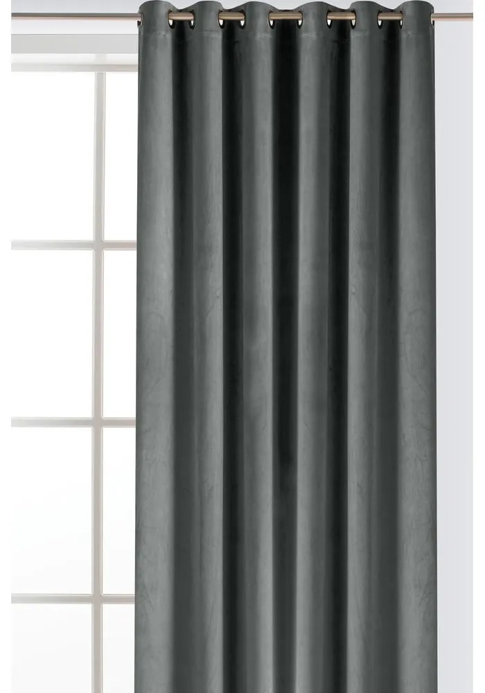 Ciemnoszara aksamitna zasłona częściowo zaciemniająca (dimout) 400x300 cm Velto – Filumi