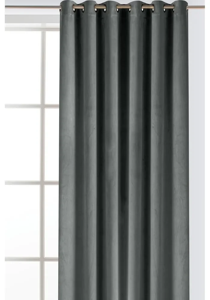 Ciemnoszara aksamitna zasłona częściowo zaciemniająca (dimout) 400x300 cm Velto – Filumi