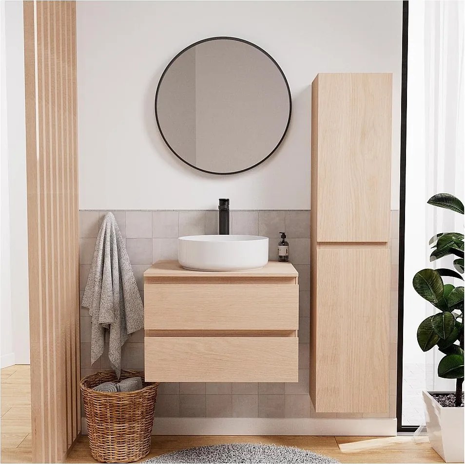 Zestaw umywalkowy 60 cm + umywalka + bateria + lustro + kolumna SORRENTO