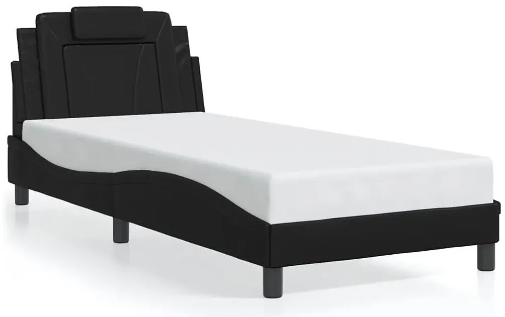 Czarne łóżko z ekoskóry z podświetleniem LED 90x190 - Izmo 3X