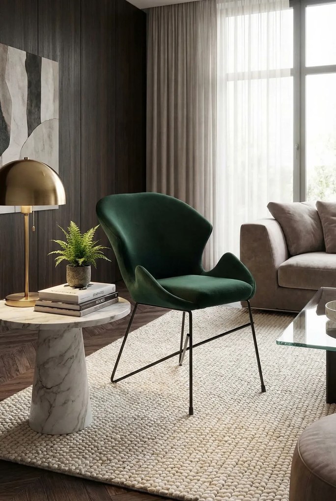 Zielone designerskie tapicerowane welurem krzesło N8-G58