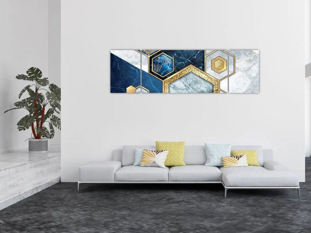 Obraz - Marmurowe sześciokąty (170x50 cm)