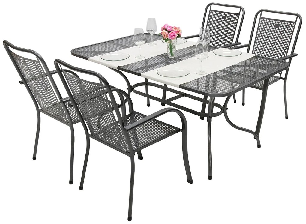 Metalowy zestaw ogrodowy SAVANA I. 1 + 4 Stół prostokątny 145x90 cm (CT0309)