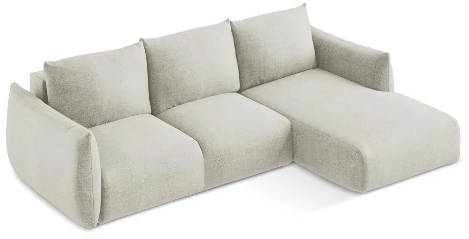 Beżowy rozkładany narożnik (prawostronny/z szezlongiem) Leila – Makamii