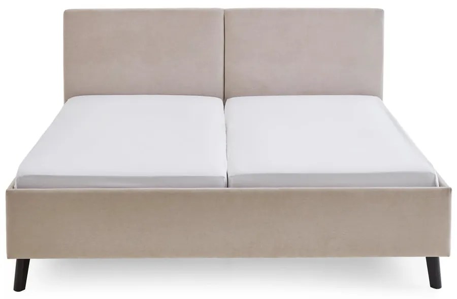 Beżowe tapicerowane łóżko dwuosobowe ze stelażem 160x200 cm Piano – Meise Möbel