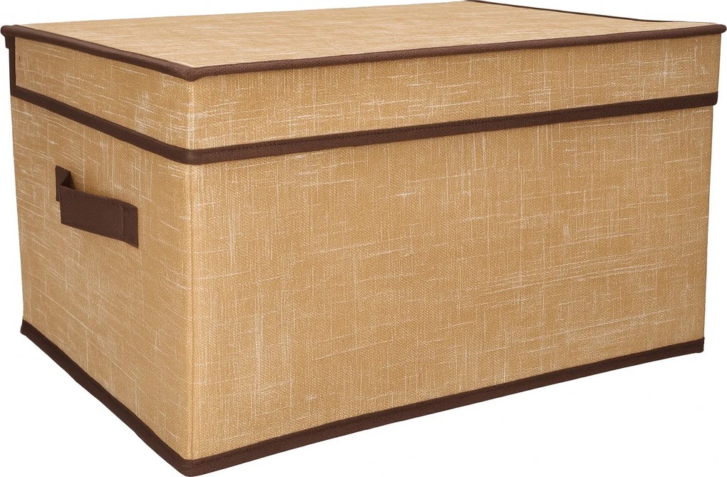 Organizer Tekstylny Brązowy Pudełko z Pokrywą 40x30x25cm do Szafy Garderoby