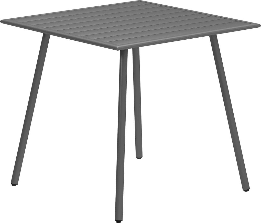 Outsunny Stół ogrodowy dla 4 osób, Stół zewnętrzny z ramą stalową, Łatwy w czyszczeniu, Odporny na rdzę, 80 x 80 x 74 cm, Szary