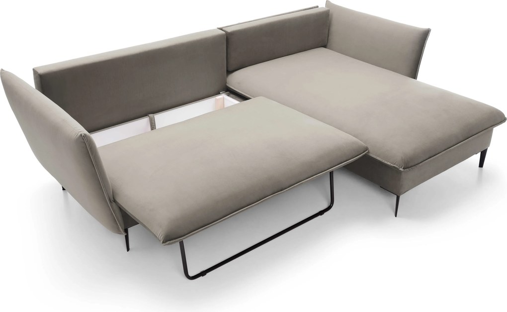 Masseno Narożnik SOLE z funkcją spania i pojemnikiem na pościel Narozniki L, Rozkładana sofa - Brązowy, RIVIERA 16