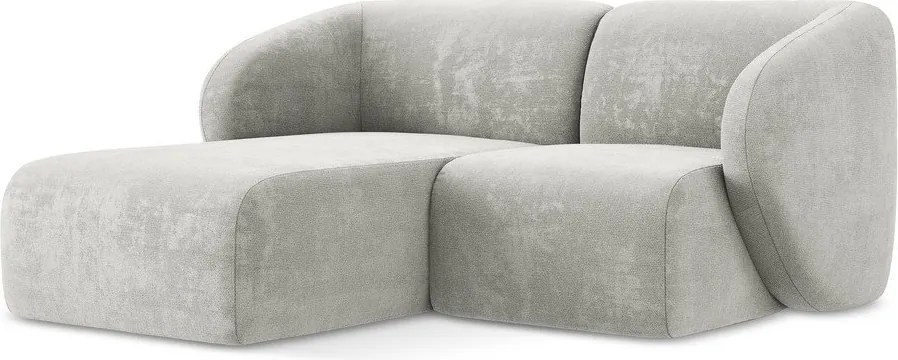 Jasnoszary narożnik z tkaniny szenilowej (lewostronny/z szezlongiem) Lani – Makamii