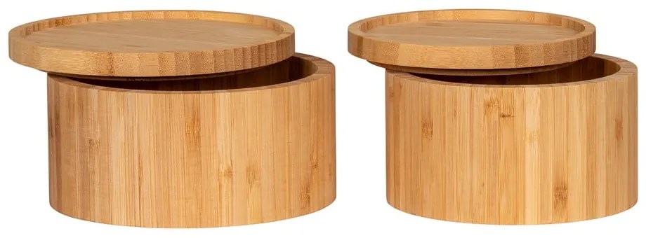 Bambusowe pojemniki zestaw 2 szt. z pokrywką/dekoracyjne w naturalnym kolorze ø 15x8 cm Chefalu – House Nordic