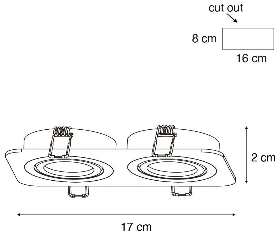 Zestaw 6 zaokrąglonych reflektorów wpuszczanych białych GU10 50 mm, obrotowych i uchylnych IP44 2-źródła światła - Alberto