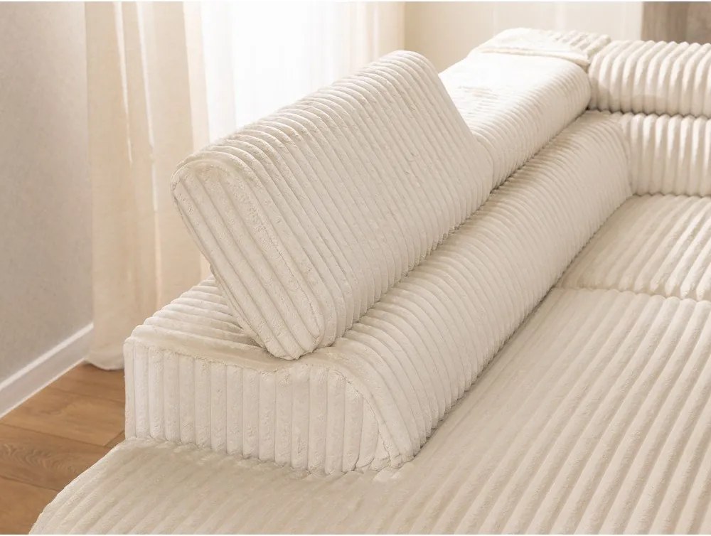 Beżowy sztruksowy narożnik (lewostronny/w kształcie litery L) Marbeya – Ropez